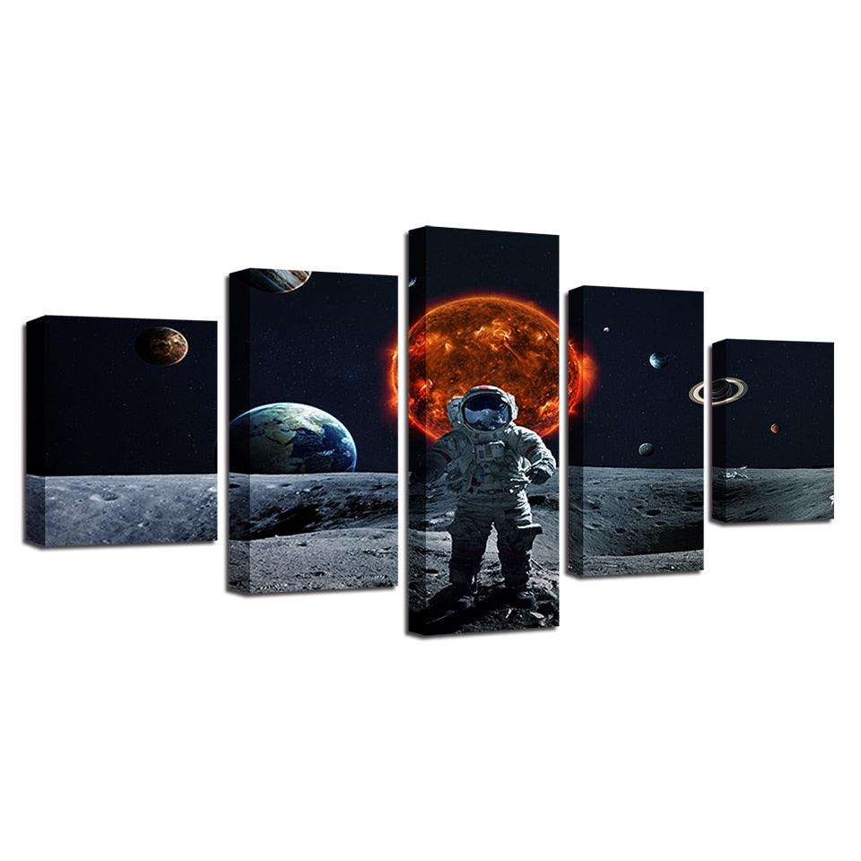 Astronaut In Space 5 Piece HD Multi Panel Canvas Wall Art Frame - Original Frame