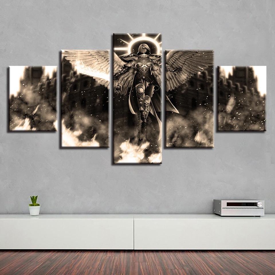 Angel Warrior 5 Piece HD Multi Panel Canvas Wall Art Frame - Original Frame