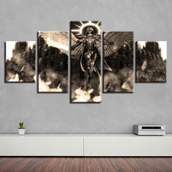 Angel Warrior 5 Piece HD Multi Panel Canvas Wall Art Frame