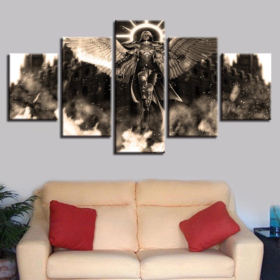 Angel Warrior 5 Piece HD Multi Panel Canvas Wall Art Frame - Original Frame