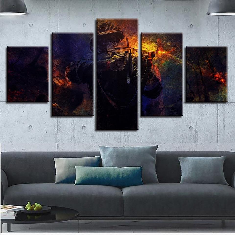 Color Abstract Soldiers 5 Piece HD Multi Panel Canvas Wall Art Frame - Original Frame