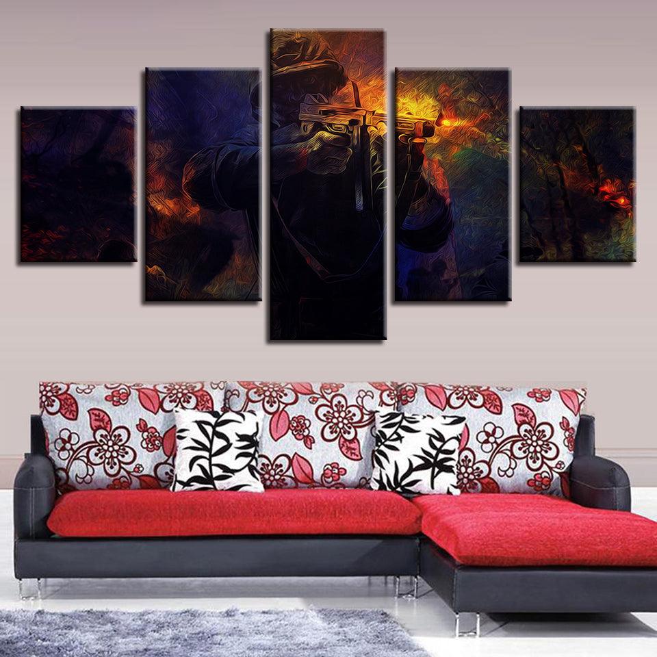 Color Abstract Soldiers 5 Piece HD Multi Panel Canvas Wall Art Frame - Original Frame