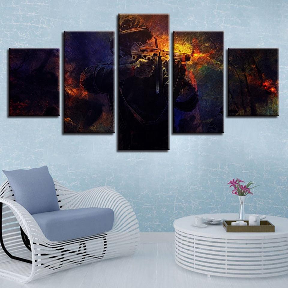 Color Abstract Soldiers 5 Piece HD Multi Panel Canvas Wall Art Frame - Original Frame