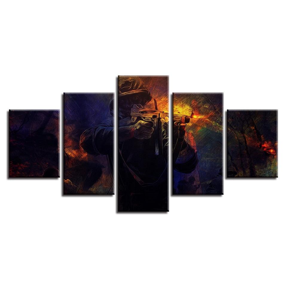 Color Abstract Soldiers 5 Piece HD Multi Panel Canvas Wall Art Frame - Original Frame