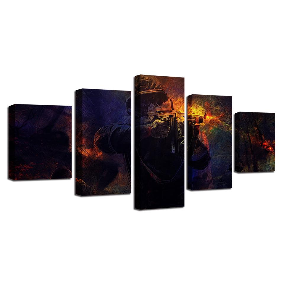 Color Abstract Soldiers 5 Piece HD Multi Panel Canvas Wall Art Frame - Original Frame