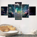 City Street Lights 5 Piece HD Multi Panel Canvas Wall Art Frame - Original Frame