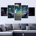 City Street Lights 5 Piece HD Multi Panel Canvas Wall Art Frame - Original Frame