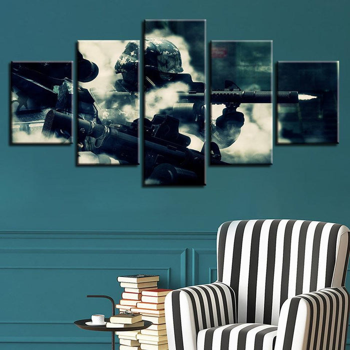 Tribute To Army Soldiers 5 Piece HD Multi Panel Canvas Wall Art Frame