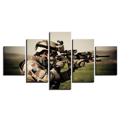 Sniper In Action 5 Piece HD Multi Panel Canvas Wall Art Frame - Original Frame