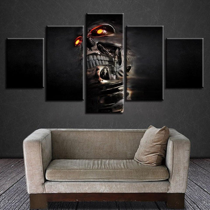 Terminator Skull 5 Piece HD Multi Panel Canvas Wall Art Frame