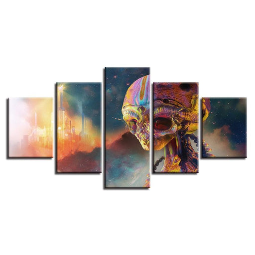 Colorful Alien 5 Piece HD Multi Panel Canvas Wall Art Frame - Original Frame