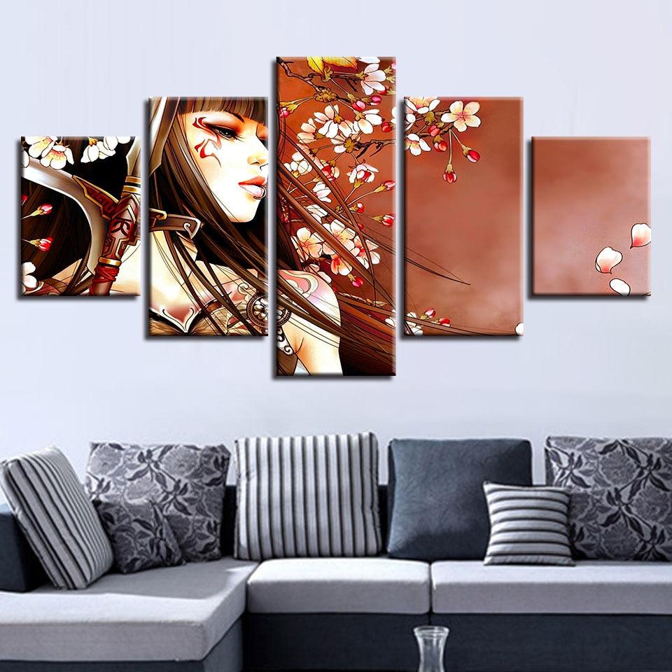 Flower Girl 5 Piece HD Multi Panel Canvas Wall Art Frame - Original Frame