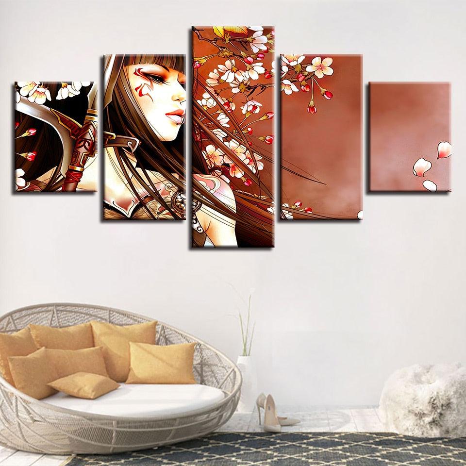 Flower Girl 5 Piece HD Multi Panel Canvas Wall Art Frame - Original Frame