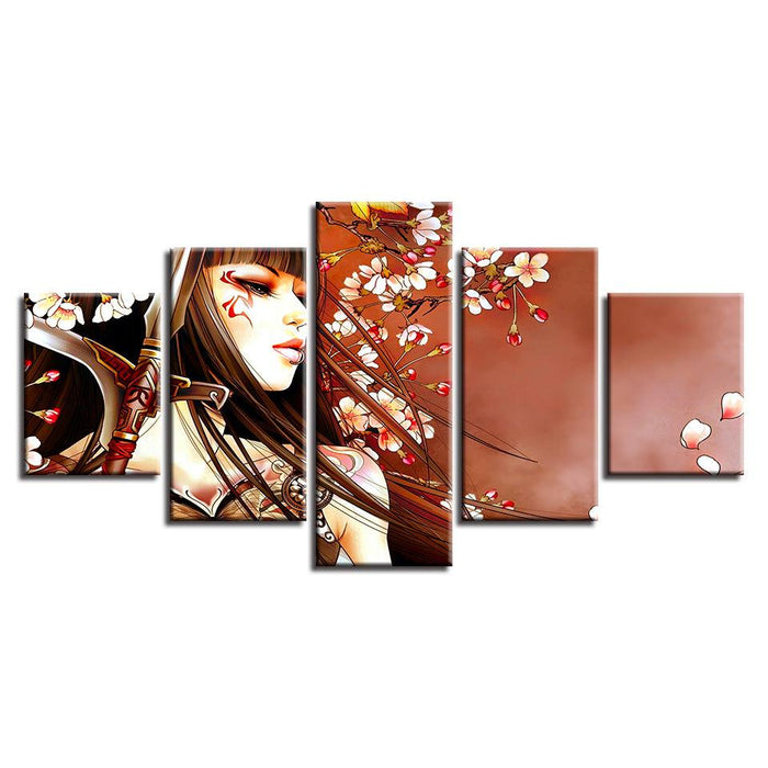 Flower Girl 5 Piece HD Multi Panel Canvas Wall Art Frame - Original Frame