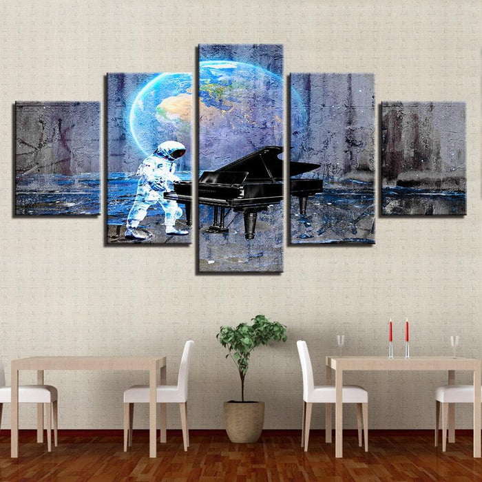 Astronaut Piano Dream 5 Piece HD Multi Panel Canvas Wall Art Frame - Original Frame