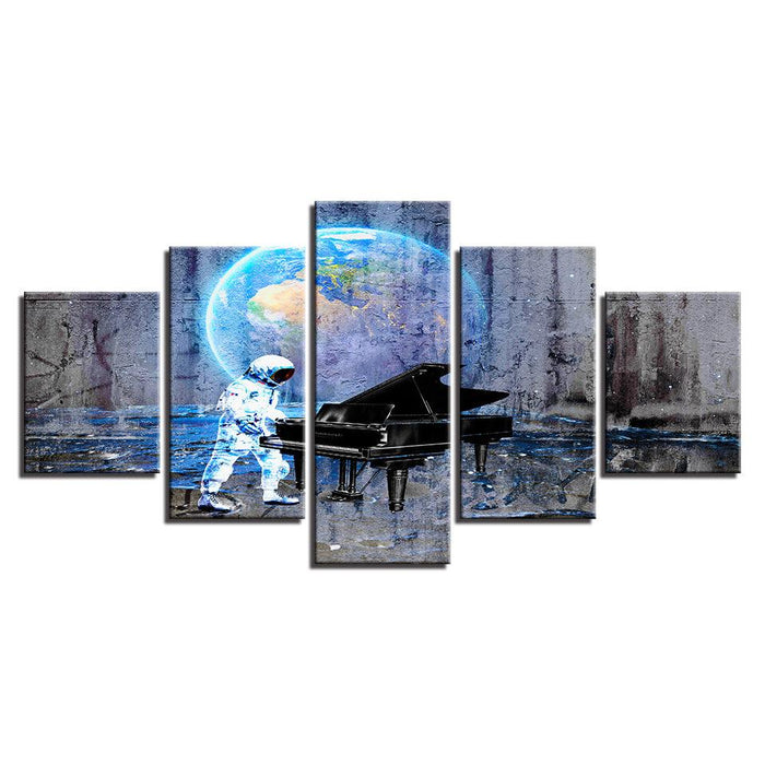 Astronaut Piano Dream 5 Piece HD Multi Panel Canvas Wall Art Frame - Original Frame