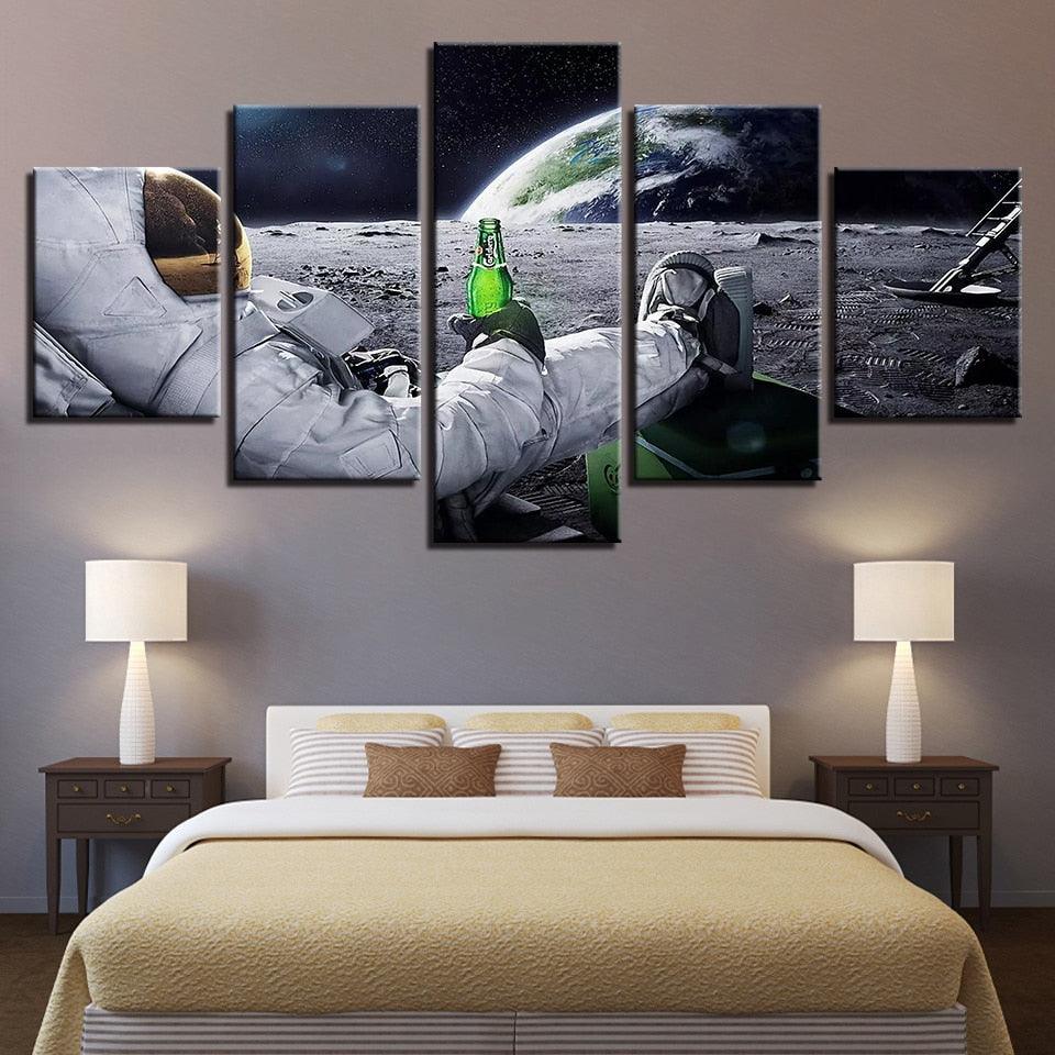 Chilling in the Space 5 Piece HD Multi Panel Canvas Wall Art Frame - Original Frame