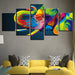 Colorful Elephant 5 Piece HD Multi Panel Canvas Wall Art Frame - Original Frame