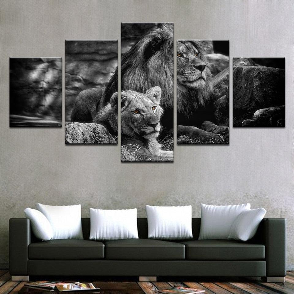 King Of The Forest 5 Piece HD Multi Panel Canvas Wall Art Frame - Original Frame