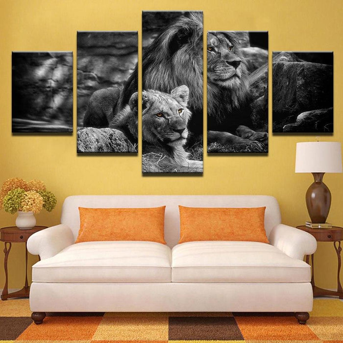 King Of The Forest 5 Piece HD Multi Panel Canvas Wall Art Frame - Original Frame