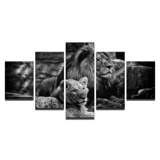 King Of The Forest 5 Piece HD Multi Panel Canvas Wall Art Frame - Original Frame