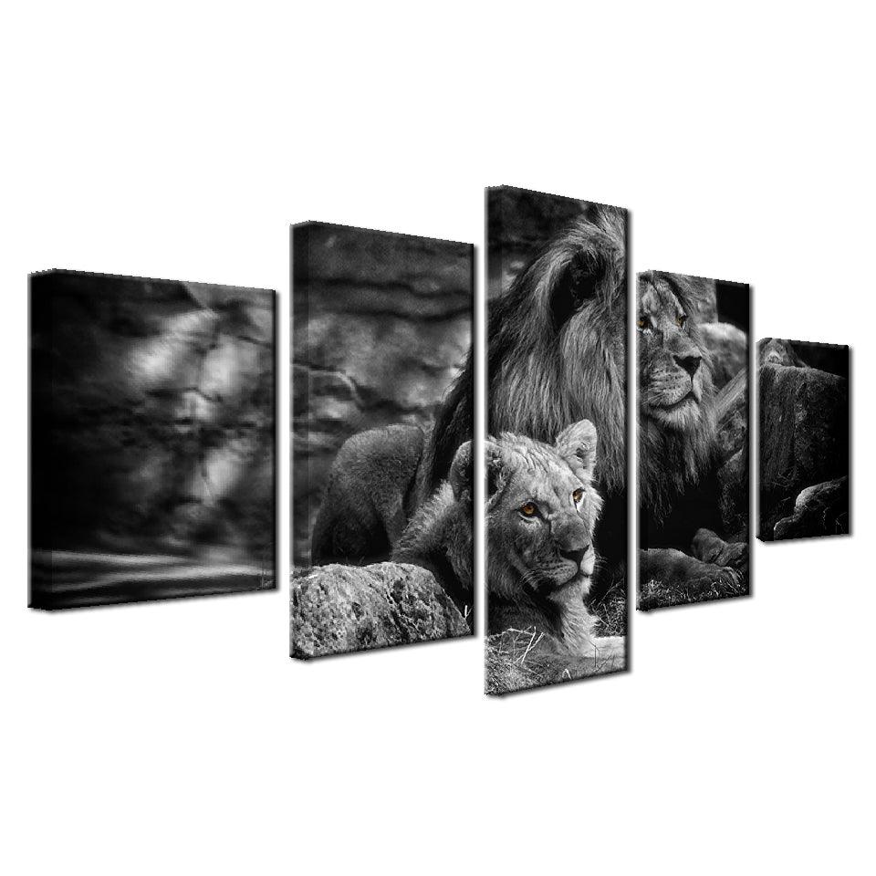 King Of The Forest 5 Piece HD Multi Panel Canvas Wall Art Frame - Original Frame