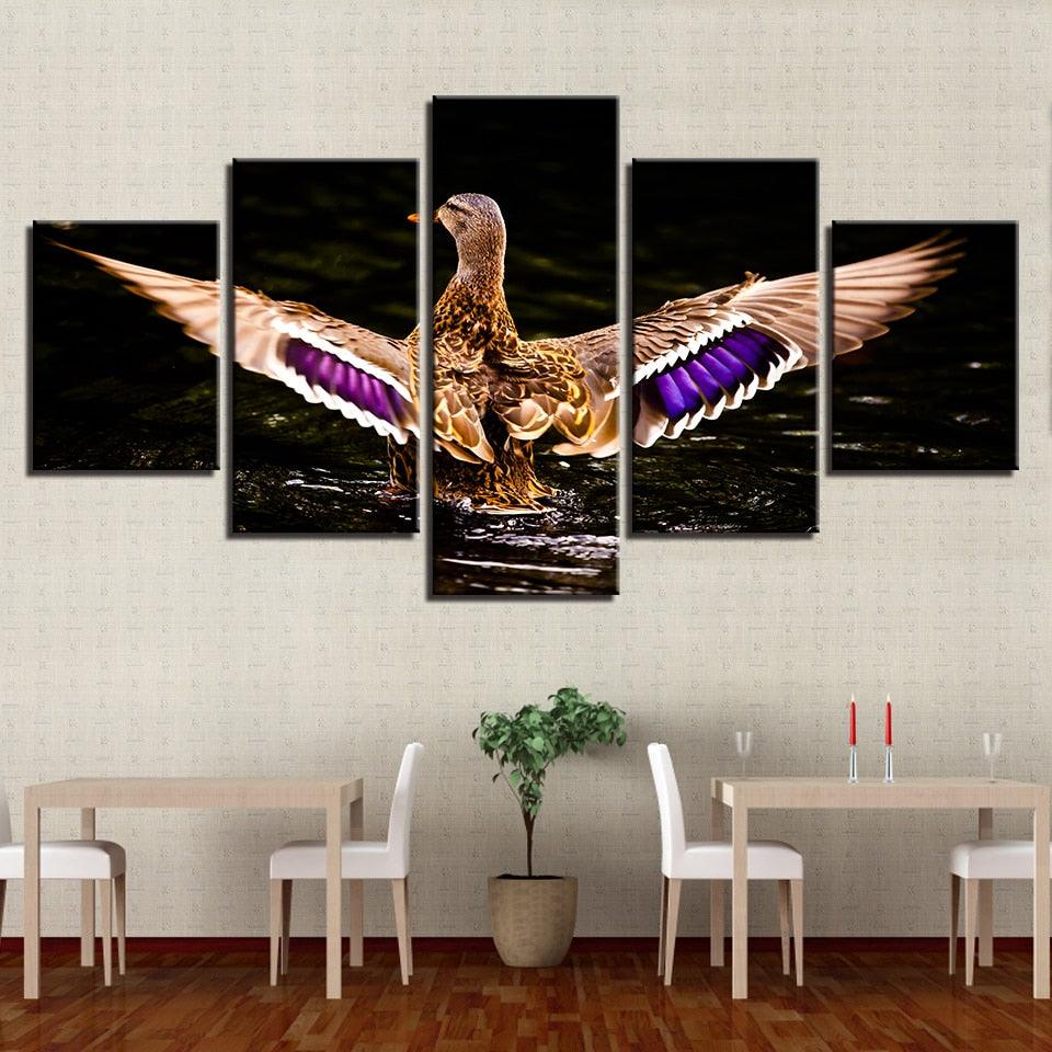 Wild Duck 5 Piece HD Multi Panel Canvas Wall Art Frame - Original Frame