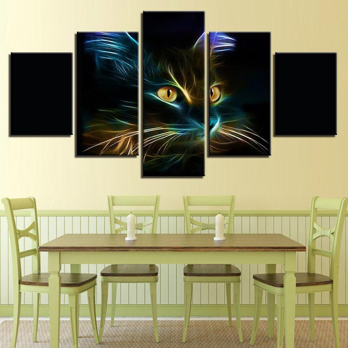 Abstract Cat Painting 5 Piece HD Multi Panel Canvas Wall Art Frame
