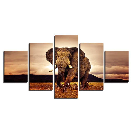 Elephant 5 Piece HD Multi Panel Canvas Wall Art Frame - Original Frame