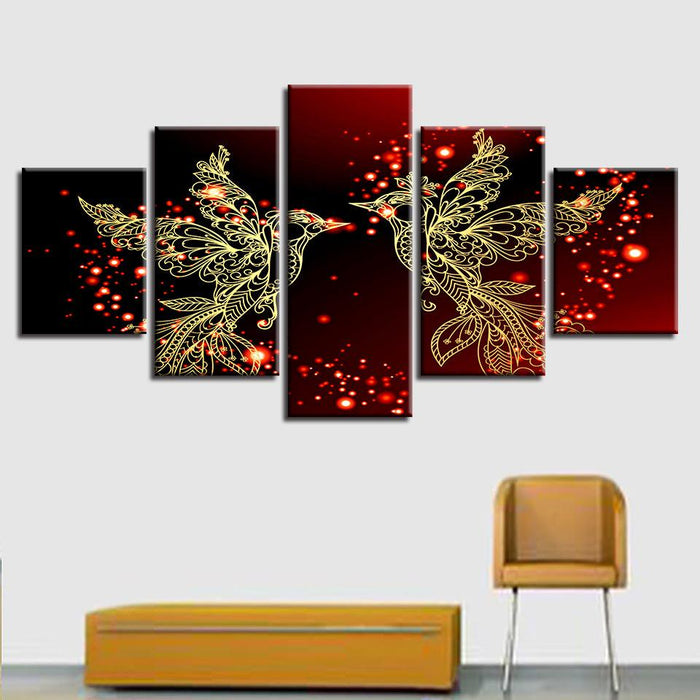 Bird Art 5 Piece HD Multi Panel Canvas Wall Art - Original Frame