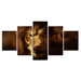 Lion's Stare 5 Piece HD Multi Panel Canvas Wall Art Frame - Original Frame