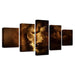 Lion's Stare 5 Piece HD Multi Panel Canvas Wall Art Frame - Original Frame