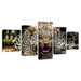 Ferocious Leopard 5 Piece HD Multi Panel Canvas Wall Art Frame - Original Frame