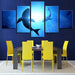 Blue Ocean Shark 5 Piece HD Multi Panel Canvas Wall Art Frame - Original Frame