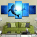 Blue Ocean Shark 5 Piece HD Multi Panel Canvas Wall Art Frame - Original Frame