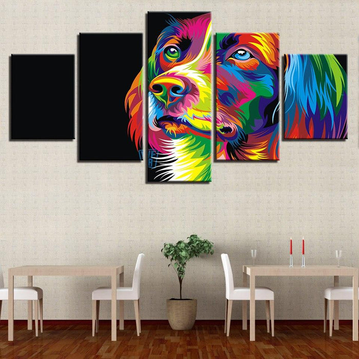 Rainbow Dog 5 Piece HD Multi Panel Canvas Wall Art - Original Frame