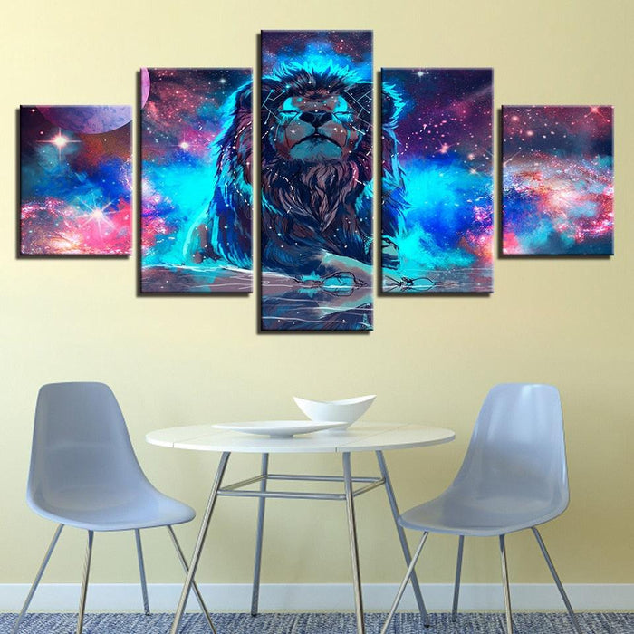 Lion Constellation 5 Piece HD Multi Panel Canvas Wall Art Frame