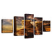 Sunset Animals Lions 5 Piece HD Multi Panel Canvas Wall Art Frame - Original Frame