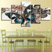 Diamond Butterflies 5 Piece HD Multi Panel Canvas Wall Art Frame - Original Frame