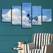 Glittering Cloud Deer Landscape 5 Piece HD Multi Panel Canvas Wall Art Frame - Original Frame