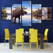 Elk Deer 5 Piece HD Multi Panel Canvas Wall Art Frame - Original Frame