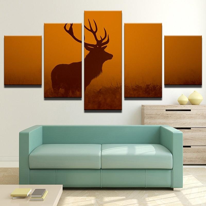 Glorious Deer 5 Piece HD Multi Panel Canvas Wall Art Frame - Original Frame