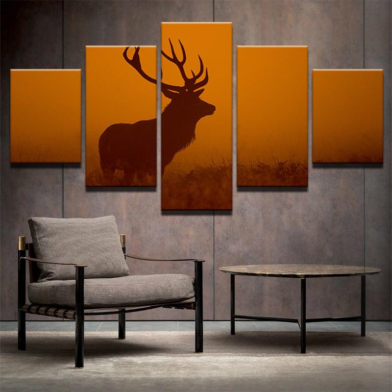 Glorious Deer 5 Piece HD Multi Panel Canvas Wall Art Frame - Original Frame