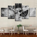 Black And White Wolves 5 Piece HD Multi Panel Canvas Wall Art Frame - Original Frame