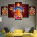 Hindu Goddess Durga Puja 5 Piece HD Multi Panel Canvas Wall Art Frame - Original Frame