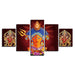 Hindu Goddess Durga Puja 5 Piece HD Multi Panel Canvas Wall Art Frame - Original Frame