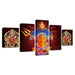 Hindu Goddess Durga Puja 5 Piece HD Multi Panel Canvas Wall Art Frame - Original Frame