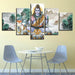 Lord Shiva And Bull Nandi 5 Piece HD Multi Panel Classical Canvas Wall Art Frame - Original Frame