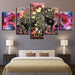 Indian Elephant 5 Piece HD Multi Panel Canvas Wall Art Frame - Original Frame