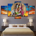 Shiva Parvati Ganesha 5 Piece HD Multi Panel Canvas Wall Art Frame - Original Frame